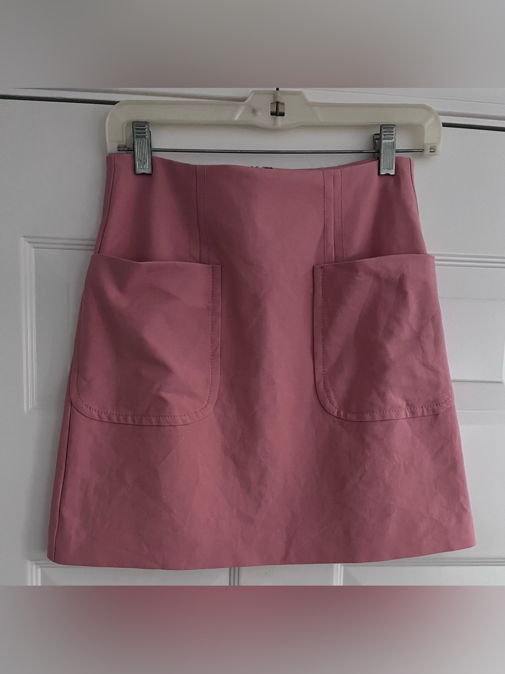 Loft Light Pink A-Line Pencil Mini Skirt Front Patch Pockets Size 00